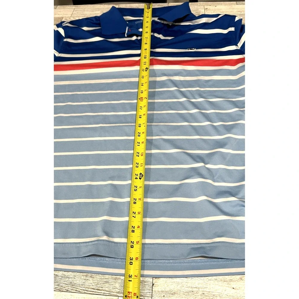 Vineyard Vines Striped Polo Shirt Short Sleeve Preppy Casual XL Whale Logo White